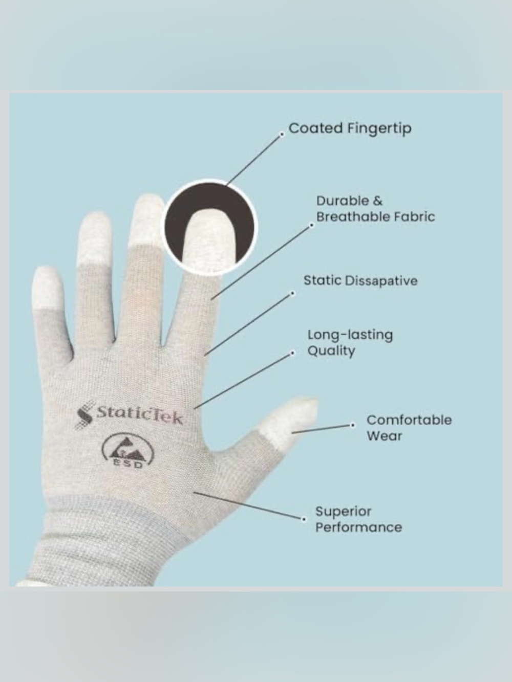 NIB StaticTek Gray ESD Anti-Static Gloves Bundle 11 Sealed Pairs Sz Small